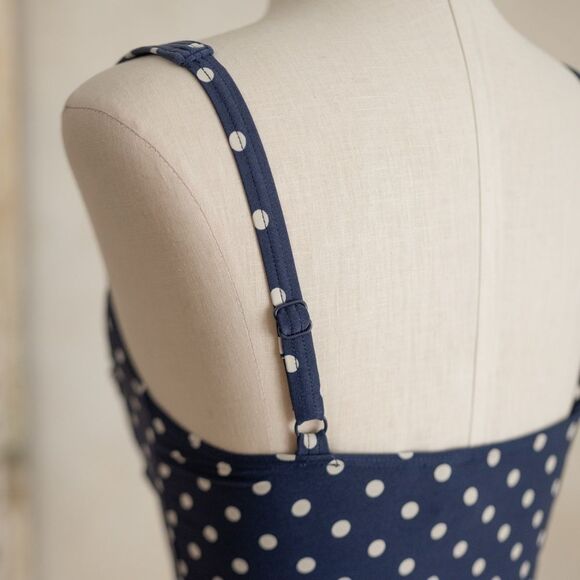 Bond-Eye Australia Nip Tuck Navy Polka-Dot One Piece Swimsuit size US6 - Picture 7 of 13